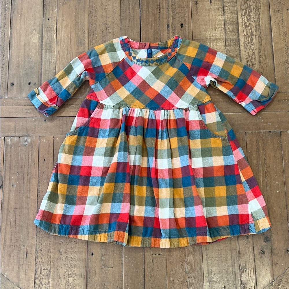 Pink Chicken autumn Plaid Dress 3T flannel cozy